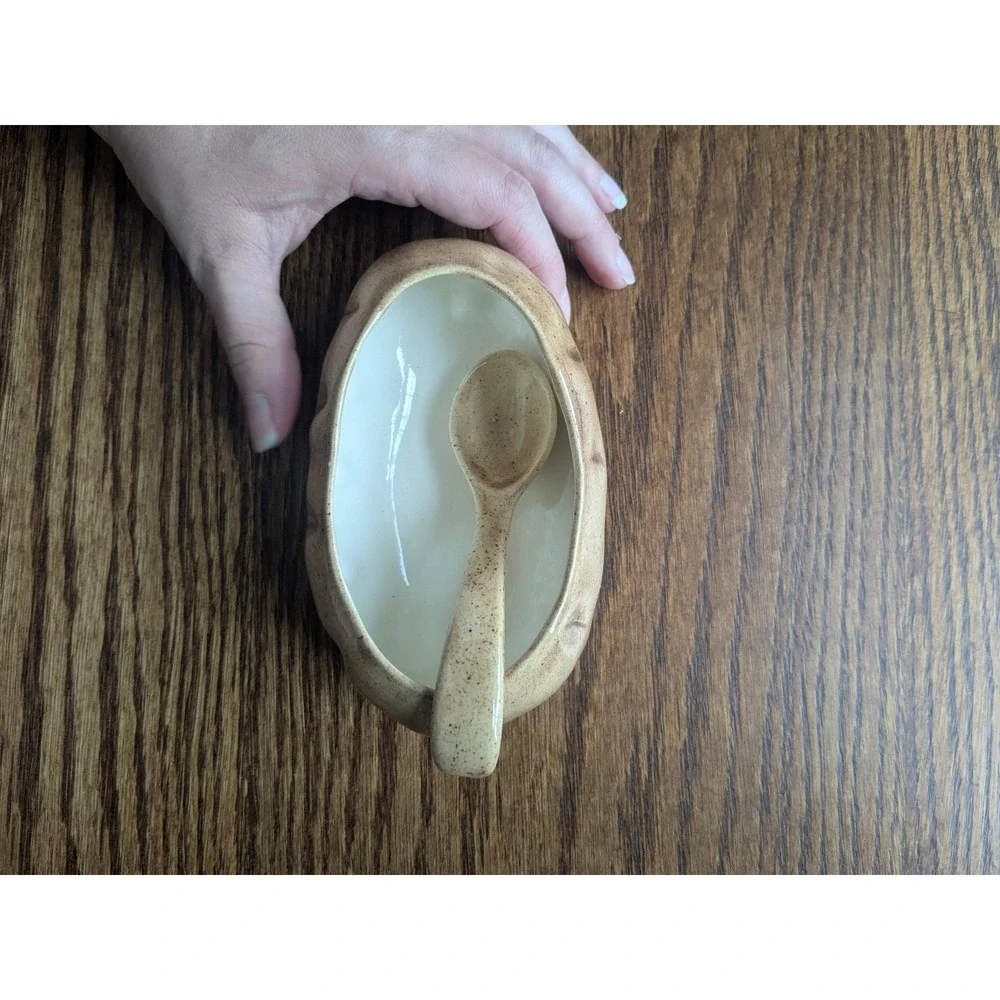Vintage 1976 Baked Potato Ceramic Serving Dish with Spoon Clay Enterprises